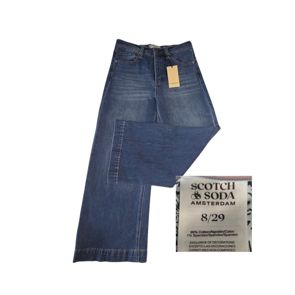 Scotch & Soda Women's Jeans 8/29 The Wave Highest Rise Cropped Wide Leg Jeans